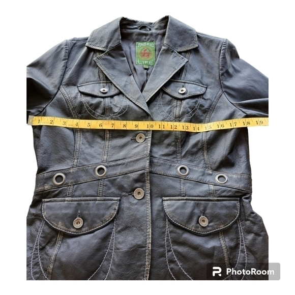 Fabric life faded leather women's jacket coat black leather women's Size M - Picture 11 of 12
